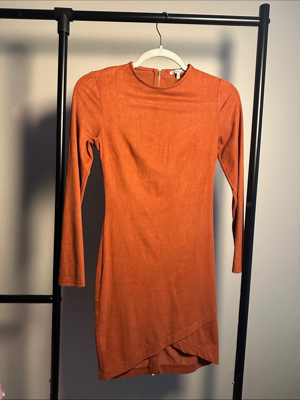 Charlotte Russe Rust-Orange Faux Suede Dress